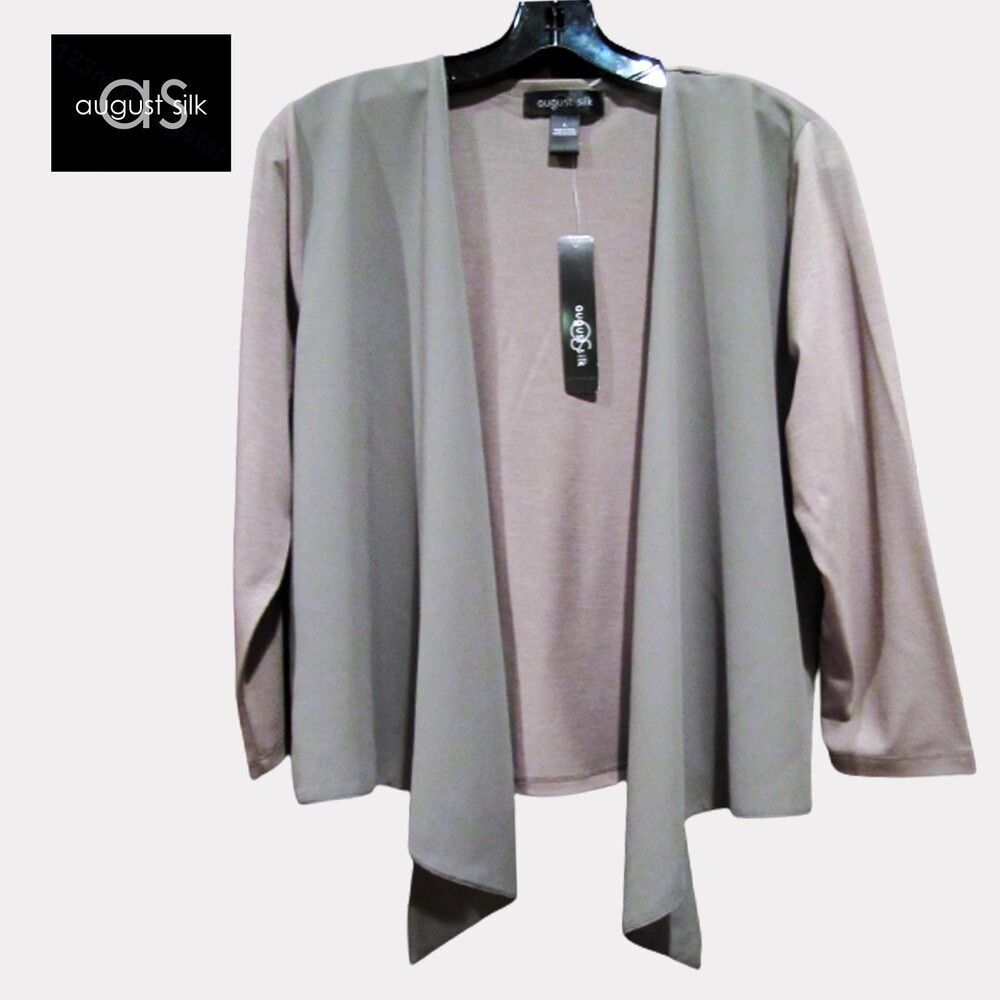 August Silk NWT Asymmetrical Drape Blazer L Slate Moss Minimalist
